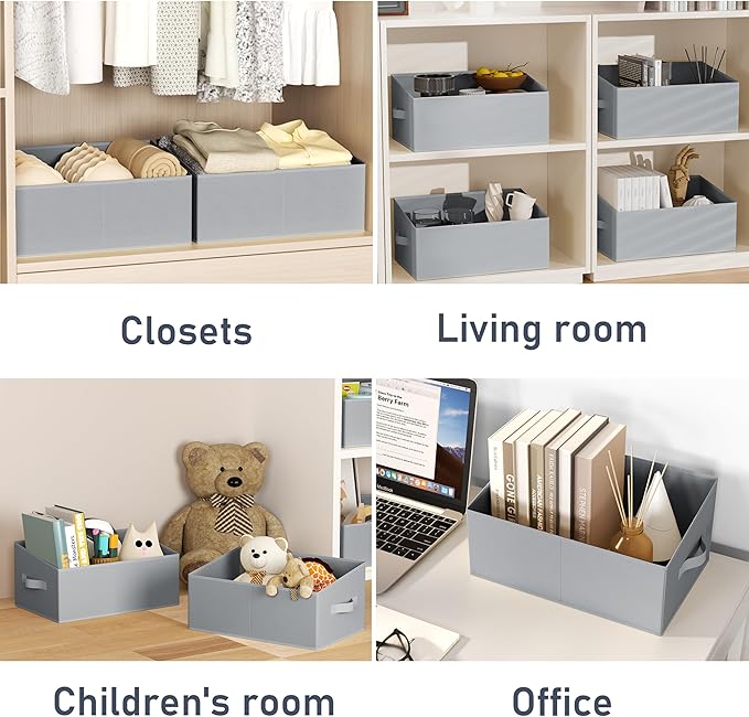 DIMJ Closet Storage Bins 6 Pack - Fabric Storage Baskets for Shelves, Large Clothes Organizers with Handles, Trapezoid Shelf Organization Storage Cubes for Purse, Toys, Books, Towel, Clothes