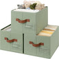 GRANNY SAYS Fabric Storage Bins, Closet Storage Bins for Shelves, Storage Basket with Handles, Collapsible Storage Boxes, Decorative Storage Box, Sage Green, Medium, 3-Pack