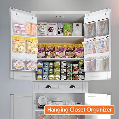 KIMBORA 2 Packs Narrow Over the Door Shoe Organizer and 12 Large Mesh Pockets Hanging Storage White