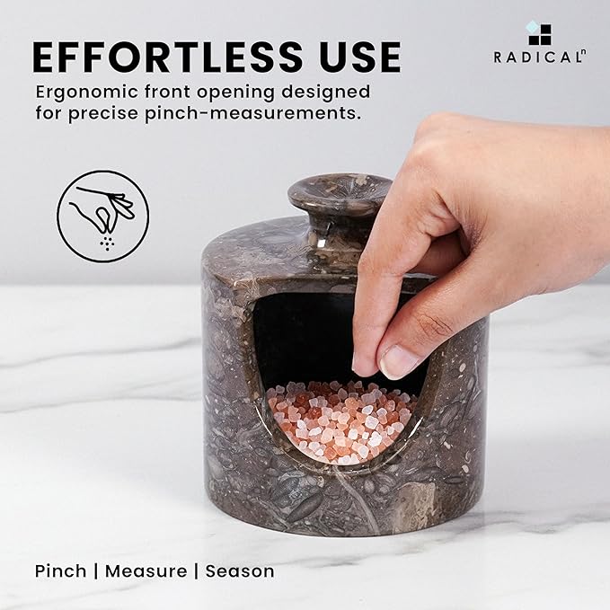 Radicaln Marble Salt Cellar 4.5" Inch Oceanic Handmade Salt Jar & Table Pig Salt Cellar Storage For Kitchen Countertop, Ideal Salt Container, Salt Dish & Sugar Bowl For Table