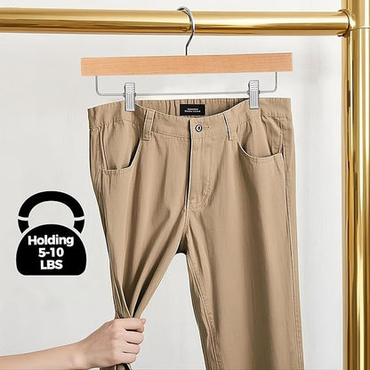 Quality Hangers Wooden Pants Hangers - Multi-Pack Swivel Hook Cloth Hanger Set - Lotus Wood Skirt, Pant, Shorts and Slack Hangers with Adjustable Clip – Clothing Hanger Set (Natural, 120)