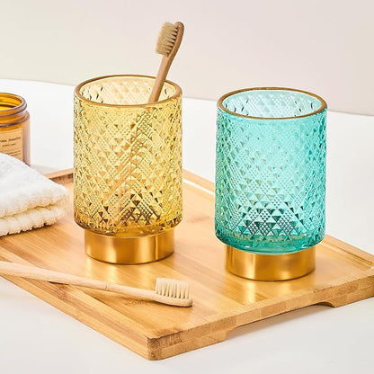 Makeup Brush Holder Organizer,Toothbrush Holders,Desk Pen Pencil Holder,Multifunctional Vintage Glass Brush Cup（A45-2-US）