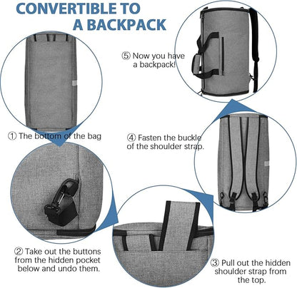 Garment Bags for Travel,50L Carry on Convertible Garment Duffle bag with Shoulder Strap,3 in 1 Hanging Suit Travel Bag with Shoulder Strap