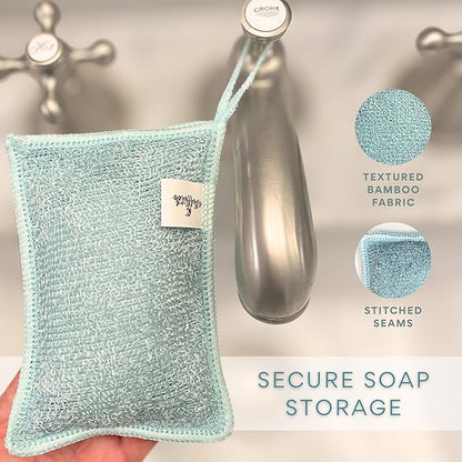 Whiffkitch Soap Pouch 5-Pack – Versatile Mesh Scrubber Wash Bag for Shower & Bath, Bamboo Fiber Bar Soap Holder & Travel Bag, Durable Scrubber Pouch for Rich Lather, Solid -4x5 inches