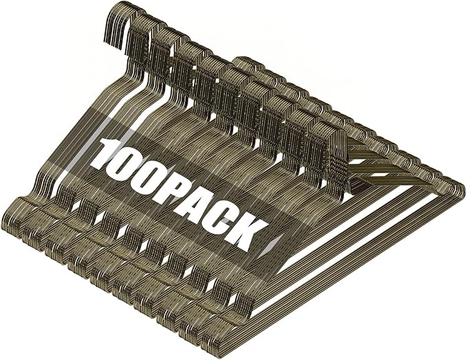 SPECILITE Metal Wire Hangers 100 Pack, Bulk for Commercial and Home, 16 Inch 12 Gauge Ultra Thin for Standard Size Clothes, Coats, Suits, Shirts-Bronze