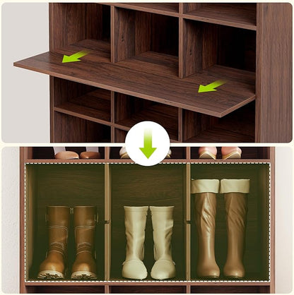 LITTLE TREE 70.9" Tall Shoe Rack, 10-Tier Freestanding Shelf, Max. Store 30 Pairs, Shoe Cabinet Organizer for Living Room, Entryway, Cloakroom, Brown