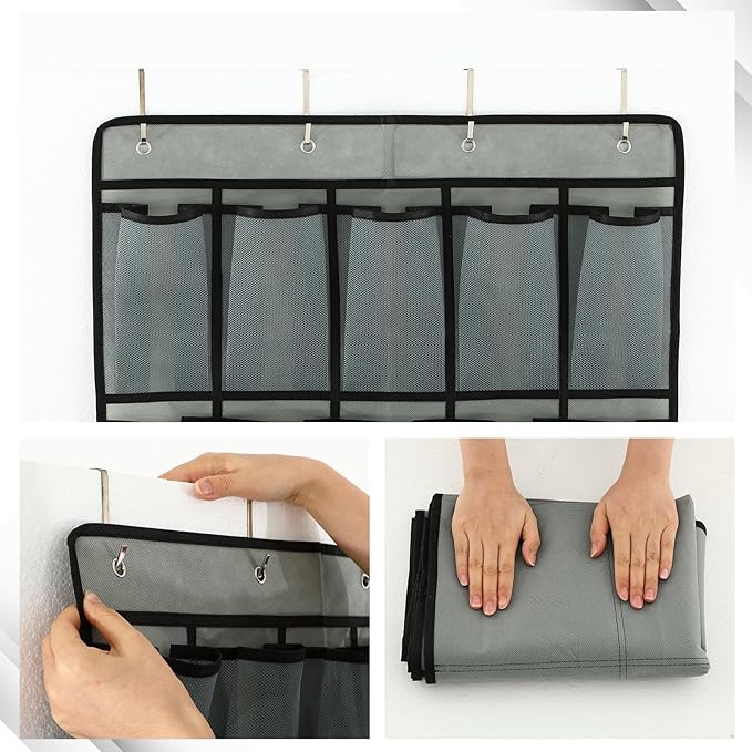 Chunful Extra Large 29 Pockets Over the Door Shoe Organizer 20 Regular 9 Large Breathable Mesh Pockets Hanging Shoe Rack Organizer for Bedroom Bathroom Closet Door Shoes Toys Accessories(Gray)