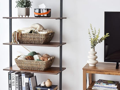 StorageWorks Hand-Woven Jumbo Storage Baskets with Wooden Handles, Seagrass Wicker Baskets for Organizing, 2-Pack