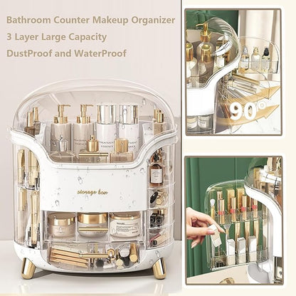 Omeily Large Makeup Organizer Countertop Vanity Organizer Cosmetic Organizer Makeup Storage Box Bathroom Counter Organizer Perfume Skincare Organizers Gift Women Girls Clear Design Easy Visibility