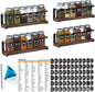 SpaceAid Spice Rack with 24 Spice Jars, 386 Spice Labels, Chalk Marker and Funnel, Wood Hanging Seasoning Shelf for Cabinet Door or Wall Mount (4 Pack)