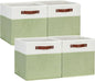 DULLEMELO Fabric Storage Cubes, 12x12 Storage Cube Bins for Organizing, Foldable Storage Baskets Square Cloth Bins for Cube Storage, Cube Organizer for Storage,White&Green