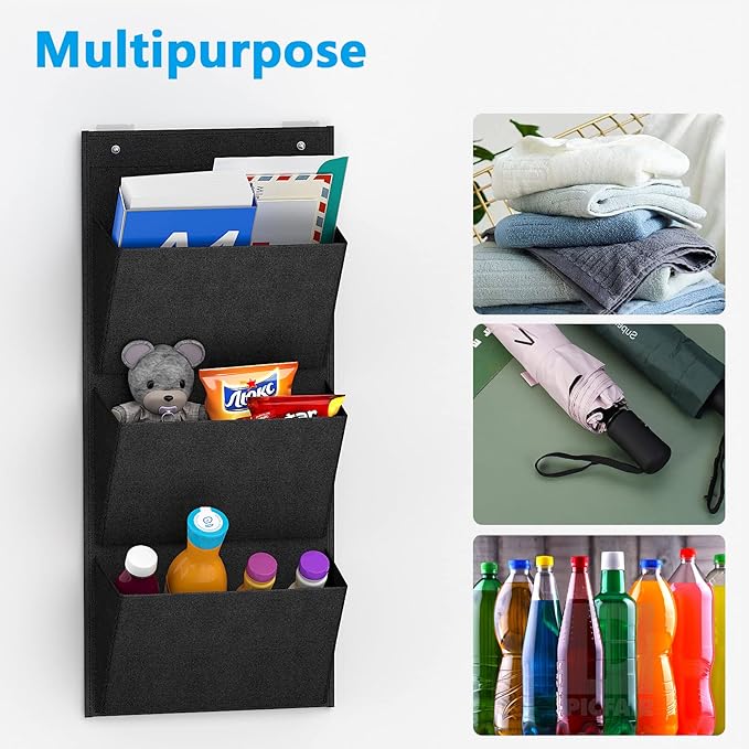 Wall Mounted Hanging Organizer 2Pack,Shoes Rack/Can Store 6Pairs of Plus-Size Sneakers,Also Stores Boots.with Sticky Hanging Mounts, Shoes Holder,Door Shoe Hangers (SM08-Black-2)