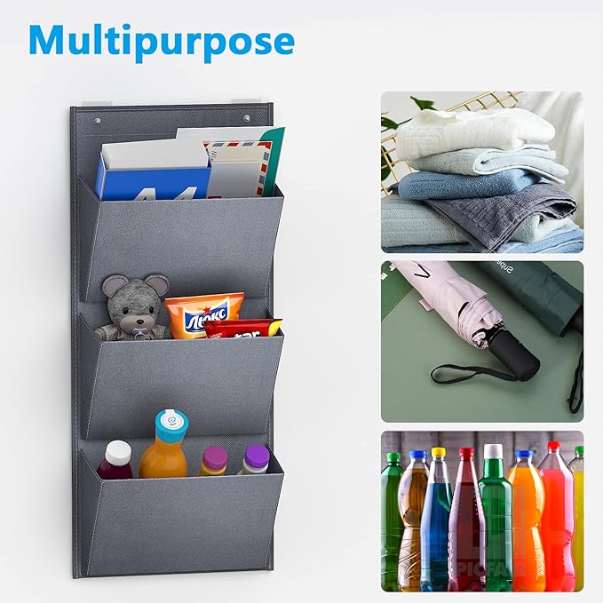 Wall Mounted Hanging Organizer 2Pack,Shoes Rack/Can Store 6Pairs of Plus-Size Sneakers,Also Stores Boots.with Sticky Hanging Mounts, Shoes Holder,Door Shoe Hangers (SM08-Gray-2)