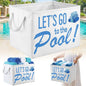 Yungyan Let's Go to The Pool Towel Storage Basket Bin and Organizer Large Pool Towel Storage Basket Waterproof Canvas Cube with Handle Beach Gift for Outdoor Summer Seaside Home Clothes Book Toy