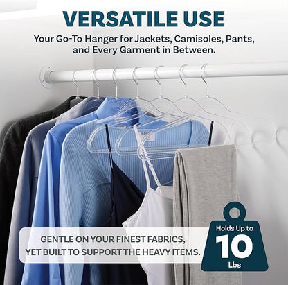 DEILSY™ Clear Hangers 50 Pack with Silver Hook - Non Velvet Slim Hangers - Durable Hanger Space Saver for Closet Organization, Shirts, Dresses, Jackets, Pants, Adult Clothes Storage Solution