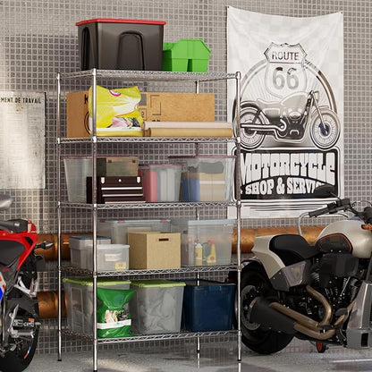 24" Deep x 42" Wide x 74" Height Wire Shelving Kit | 5-Tier | NSF Commercial Storage Rack Unit