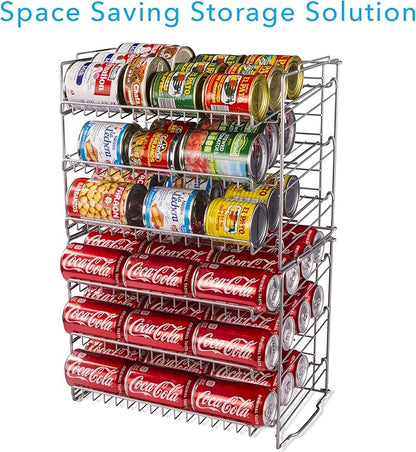 Atlantic Gravity-Fed Compact Double Canrack – Kitchen Organizer, Durable Steel Construction, Stackable or Side-by-Side, PN in Silver (Pack of 2)