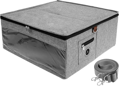 Hat Box Dustproof Hat Storage Box with Zipper Lid and Clear Window Hat Travel Case with Strap Practical Hat Organizer for Closet Clothes Stuffed Toy Storage