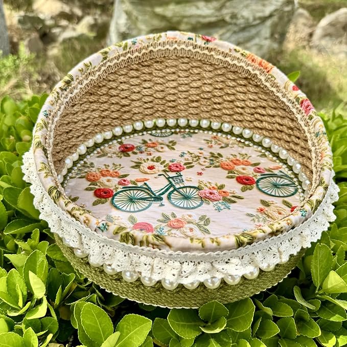 Zenpeace Hand-Woven Basket, It Can be Used for Cosmetics Storage, Perfume Storage, Lotion Storage, Cosmetics Organization and Multi-scene Decoration