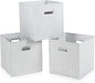 Fabric Cloth Storage Bins,Fabric Cube Organizer with Dual Handles Foldable Cube Storage Baskets for Home Bedroom Storage,Set of 3,（Light Grey）