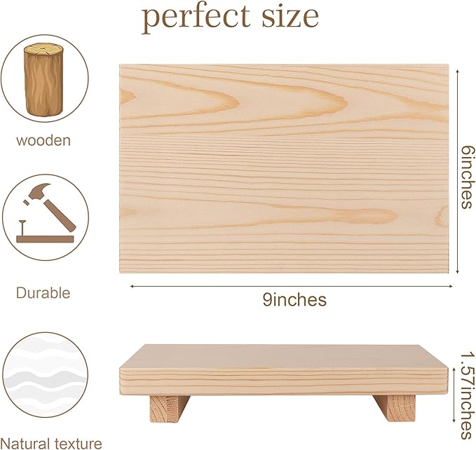 Bathroom Counter Organizer Wood Pedestal Stand Farmhouse Decorative Tray Soap Holder for Kitchen Decor, 9" x 6" - Burlywood