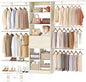 Besiost Closet System - 8FT Closet Organizer System with Wooden Drawers, 96" Closet Systems for Nursery & Walk-In Closets with Cuttable Hanging Shelving, Greige Oak