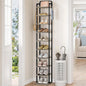 Hzuaneri 10 Tiers Vertical Shoe Rack, Narrow Shoe Tower, Tall Shoes Shelf with 2 Hooks, Adjustable Shelves, Corner Shoes Shelves for Small Spaces, Entryway, Living Room, Greige SR11205B