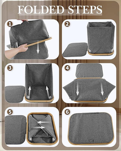 Laundry Hamper with Wheels, 110L Large Clothes Hamper with Removable Inner Bag, Collapsible Dirty Clothes Basket for Dorm, Rolling Dirty Clothes Basket for, Bedroom, Bathroom, Laundry Room
