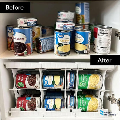 Shelf Reliance Cansolidator Pantry Plus - 2-Pack Can Organizer for Pantry, Stackable Soda Can Storage for Kitchen, Holds 60 Cans of Food or Soda