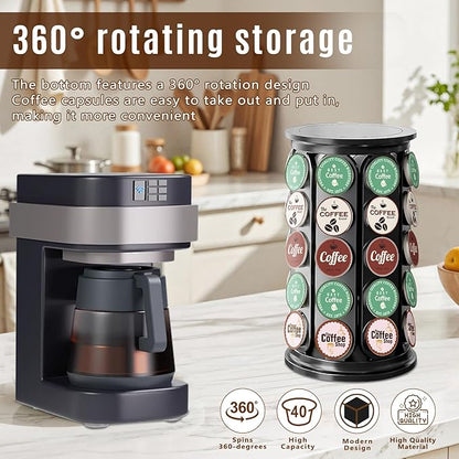 K Cup Holder, Coffee Pod Storage Carousel Holder Organizer Compatible with 40 Keurig K-Cup Pods, Home or Office Kitchen Counter Organizer