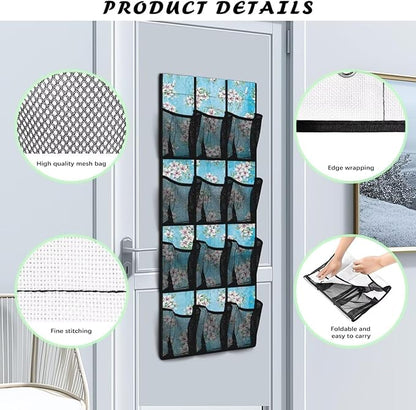Easter Lily Over the Door Shoe Organizer 12 Large Mesh Pockets Sturdy Oxford Fabric Shoe Organizer Door Hanger for Bedroom Bathroom