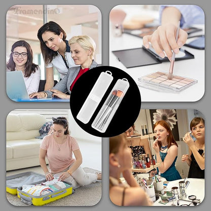 Framendino, 5 Pack Clear Travel Cosmetic Brush Holder Portable Cutlery Box Plastic Storage Container Toothbrush Carrying Boxes for Traveling