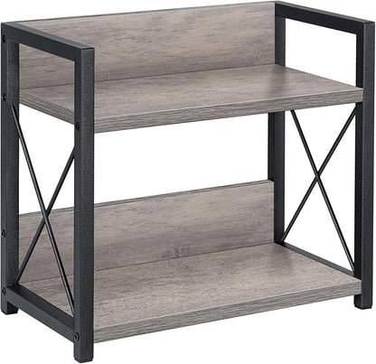 Giikin Countertop Shelf Organizer, 2 Tier Kitchen Spice Rack for Countertop, Wood Coffee Counter Shelf for Home, Particle Board and Metal, Grey, Small