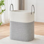 AINUOQI Laundry Basket with Handles - Blanket Basket & Hampers for Bedroom Aesthetic, Laundry Hamper & Blanket Storage for Living Room, Clothes Hamper, Tall, Large 17" x 14" x 24”, White & Grey