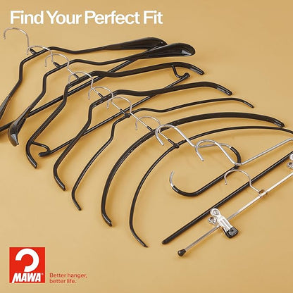 Mawa by Reston Lloyd Non-Slip Space Saving Clothes Hanger with Single Rod for Pants, Style KH/1, Set of 10, Copper