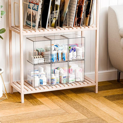 Yieach 7.6" H Baby Bottle Organizer for Cabinet,4 Pack BPA FREE Bottle Storage Organizer Baby,Clear Stackable Storage Drawers for Makeup,Skincare,Beauty Products Bathroom Closet Organizers and Storage