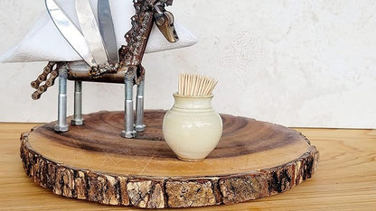 Handmade Ceramic Toothpick Holder – Pale Yellow Mini Pottery Vase for Spring Brunch, Charcuterie, Hors d’oeuvres & Tabletop Decor