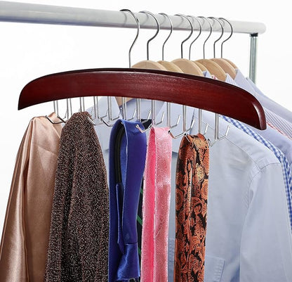 Jetec 2 Pieces Tie Rack Tie Hanger 24 Hooks Wooden Tie Rack Hanger for Closet 360 Degree Rotating Belt Holder Tie Organizer for Men Women Bras Tank Tops Camisoles(Coffee)