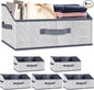 Closet Storage Bins 6 Pack, Large Closet Organizer Baskets with Divider & Handles,Trapezoid Fabric Shelf Organizers, Collapsible Storage Cubes for Clothes, Towels, Toys-Gray