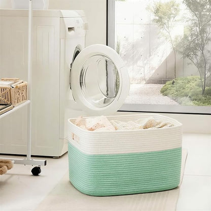 Artfeel Blanket Basket,Rectangle Woven Baskets for Storage,65L Laundry Basket for Decorative Nursery Blanket,Toys,Dirty Clothes and Magazine in Shelves,Baby Room,and Living Room
