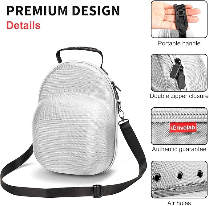 Livelab Hat Travel Case, Hard Hat Case for Baseball Caps, Hat Storage for Travel with Carrying Handle & Shoulder Strap, Hat Organizer Protects Up to 6 Hats - Grey