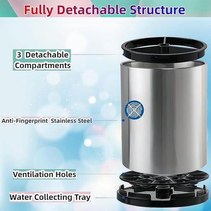 LIBODOUR Utensil Holder,4-in-1 Large Kitchen Utensil Holder For Counter,Rotating Silverware Organizer Cooking Flatware Spoon Spatula Tool Cutlery Container Stainless Steel Caddy