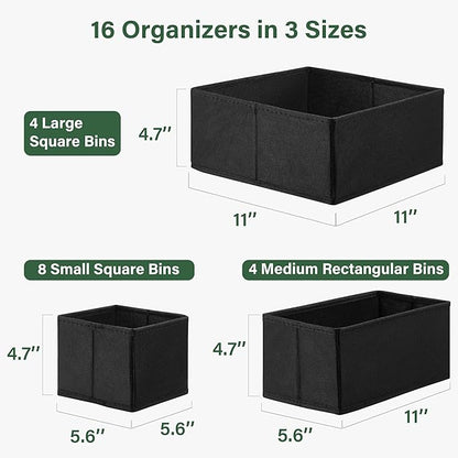 Kootek 16 Pack Drawer Organizer Clothes, Dresser Drawer Organizers for Clothing Fabric Foldable Closet Organizers and Storage Bins for Baby Clothes, Nursery, Underwear, Bras, Socks