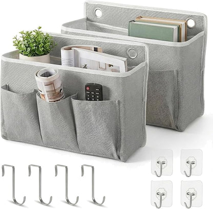 2-Pack Wall Hanging Storage Bag, Over the Door Organizer with Large Mesh Pockets, Hanging Wall Basket Storage for Pantry, Bedroom, Bathroom, Heavy Duty Wall Mounted Storage for Dorm,Closet (Grey)