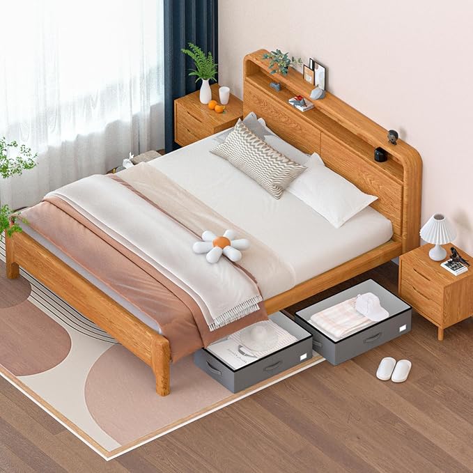 EE-RoomWorld Under Bed Storage with Wheels, No Assemble Required 10 inches height Under Bed Storage bins,Large capacity Rolling Underbed Shoe Storage containers，dorm underbed storage drawers