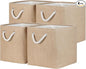 Temary Fabric Baskets 12 Inch Storage Cubes Basket, Clothes Baskets for Shelf, 4 Pack Large Storage Basket with Handles for Organizing Books, Blankets (Linen Yellow)