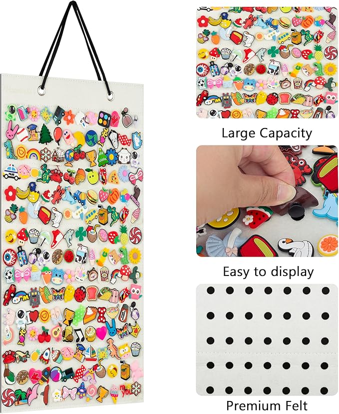 PACMAXI Shoe Charms Organizer, Hanging Shoe Charm Holder with 184 Holes, Portable Display Stand, Wall Mounted Holder
