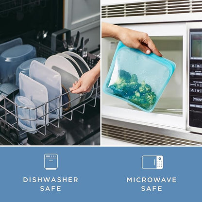 Stasher Silicone Reusable Food Storage Bags, 2-Pack Bowls, Reusable Freezer Bags, Microwave, Dishwasher, Oven Safe, Sous Vide, Lunch Containers, Eco Friendly, Food-safe Silicone Snack Bag, Clear | Reusable Food Bags