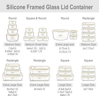 Urban Green Glass Food Container Set with Glass Lid, 3 Pack, Meal Prep Containers with Silicone Airtight Lid, 1 Large Glass Salad Bowl, 2 small dressing containers,Leakproof, 100% Plastic Free