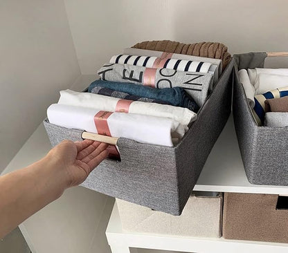 Storage Bin for Shelves Rectangle Closet Baskets Foldable Box with Handles, Gray Storage Bins, Storage Boxes for Home Office Car Dormroom